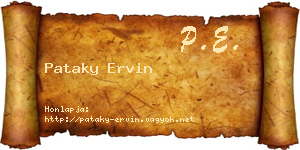 Pataky Ervin névjegykártya